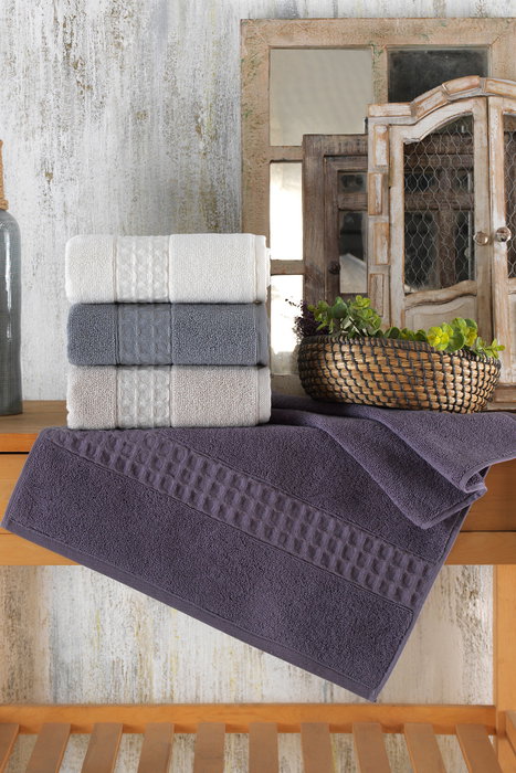 Mijölnir Aria Juego de Toallas de Baño 4 Piezas - Morado, Gris, Blanco, Crema Mijölnir Aria Juego de Toallas de Baño 4 Piezas - Morado, Gris, Blanco, Crema